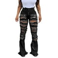 thumbnail image 1 of Tuphregyow Women's High Waisted Slim Fit Bell bottom Denim Pants Classic Relaxed Casual Trousers with Button Closure Black M, 1 of 9