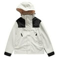 thumbnail image 1 of Tuphregyow Women's Loose Oversized Thicken Windbreaker Long Sleeve with Pockets Hiking Blazer Lightweight Zip Down Fall Outdoor Leisure Drawstring Hooded Outerwear Solid White XXXL, 1 of 2