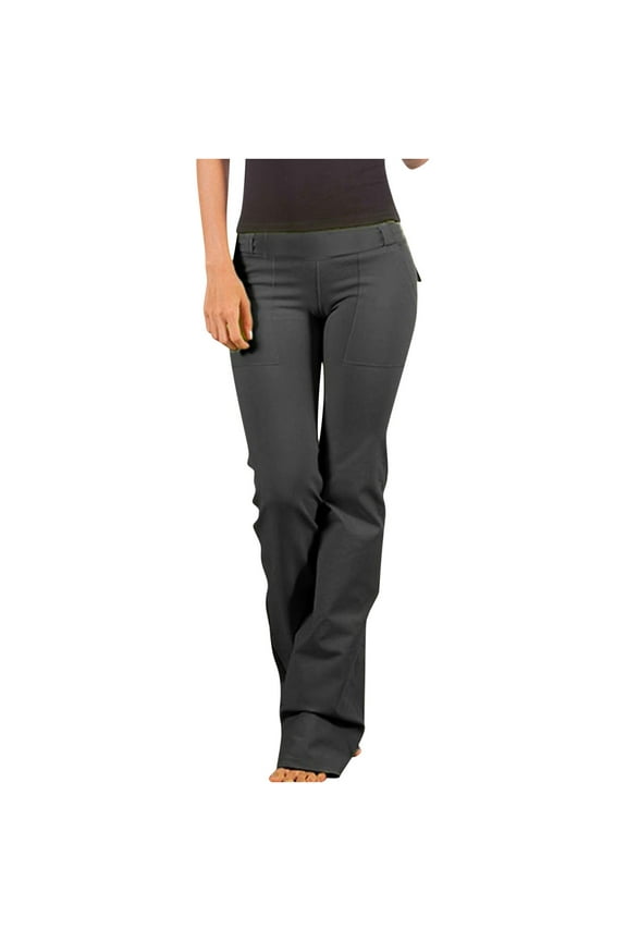 Women's Quick Dry Straight Leg Pants Breathable Solid Button with Pockets Lightweight Pants Slim High Waist Trousers Outdoor Travel Office Trendy New Style Black XXL