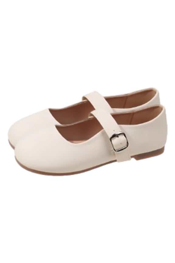 Women's Round Toe Leather Flat Heel Shoes Waterproof and Lightweight, Ideal for Office, Classic Outdoor and Dressy Wear White 36
