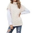 thumbnail image 1 of Tuphregyow Women's Short Sleeve Slouchy Sweaters Clearance Stretchy Leisure Trendy Solid Fashion Cute Oversized Tops Cowl Neck Knit Pullover Beige L, 1 of 6