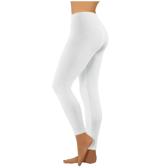 Tuphregyow Women's Slim Elastic Yoga Pants Elegant Soft Athletic Workout Yoga Trousers Solid Trendy New Style Training Mid Waist Stretch Leggings Pants White M