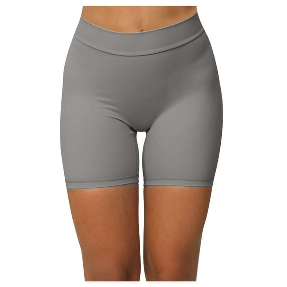 Tuphregyow Women's Solid Back V Shaped Sports Fitness Running Yoga Shorts Hiking Stretchy Athletic Workout Comfy Yoga Shorts Tights Design Dark Gray L
