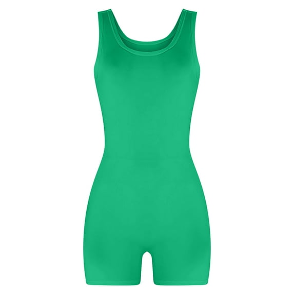 Tuphregyow Women's Solid Color Yoga Jumpsuit Comfortable Romper for Casual and Sports, Summer Beachwear Athletic Workout Women Slim Jumpsuit Green M