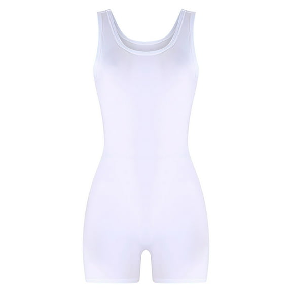 Tuphregyow Women's Solid Color Yoga Jumpsuit Comfortable Romper for Casual and Sports, Summer Beachwear Athletic Workout Women Slim Jumpsuit White S