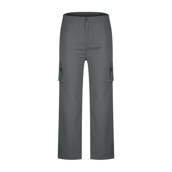 Tuphregyow Women's Straight Leg Cargo Pants Comfy Leisure with Pockets Button Pants Office Outdoor Trendy Classic New Style High Waist Relaxed Trousers Solid Breathable Dark Gray XXL