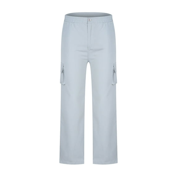 Tuphregyow Women's Straight Leg Cargo Pants Comfy Leisure with Pockets Button Pants Office Outdoor Trendy Classic New Style High Waist Relaxed Trousers Solid Breathable Gray XXXL