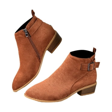 Tuphregyow Women's Suede Lace Up Ankle Boots with Hidden Flat Base Comfortable Flat Base Booties Brown 43