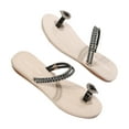 thumbnail image 1 of Tuphregyow Women's Summer Rhinestone Embellished Flat Sandals with Clip toe Design Classic Fashion Comfort for Business and Elegant Occasions Black 40, 1 of 4