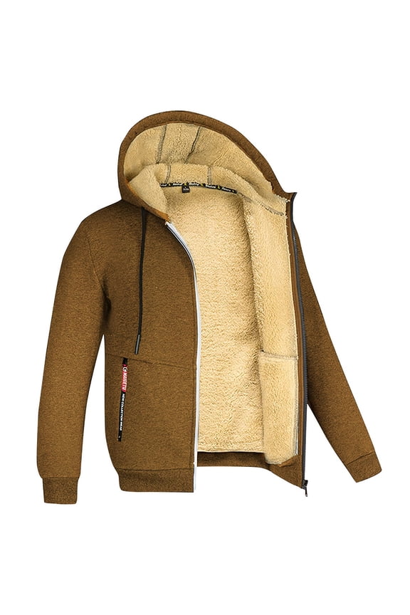 Women's Thicken Fleece Oversized Overcoat Packable Loose Slouchy Blazer Jacket with Pockets Fit Leisure Long Sleeve Winter Hooded Coat Solid Brown XXXL