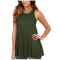 thumbnail image 1 of Tuphregyow Women's Tops Sleeveless Blouses Swing Pleated Vests Y2K Clothing Oversized T Shirts for Women Crewneck Tank Top for Women Solid Camisole Summer Clothes for Teen Girls Green S, 1 of 7