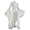 thumbnail image 1 of Tuphregyow Women's Vintage Hollow Out U Collar Dress - Retro Pagoda Sleeves, Split Joint Design with Bud Silk for a Stylish Look White XXXXL, 1 of 4