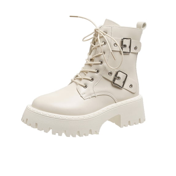Tuphregyow Women's Vintage Leather Western Boots with Hidden Wedge Heel and Zipper Closure Beige 38