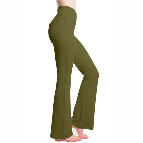Tuphregyow Women's Wide Leg Yoga Pants with Stretch Waist and Pockets, Trendy Casual Lounge Wear for Gym and Outdoor Activities Green XS