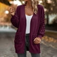 thumbnail image 1 of Tuphregyow Women's Winter Thicken Leisure Fashion Sweater Outerwear Soft Loose Oversized Fleece Knit Cardigan Lightweight Long Sleeve Outdoor Cardigans Trendy Solid Comfy Wine M, 1 of 5