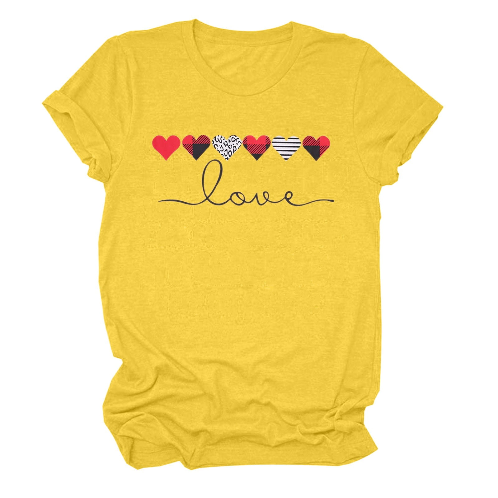 Tuphregyow Womens Shirts Clearance Summer Short Sleeve Round Neck Tunic Tops ECG Heart Graphic