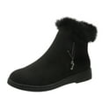 thumbnail image 1 of Tuphregyow Womens Winter Ankle Snow Boots with Warm Lining, Thick Soles, Zip Closure, Flat Sneakers for Outdoor Activities Black 36, 1 of 1