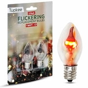 Tupkee C7 Flickering Flame Bulb 1W, Flicker Flame Light Bulb with a Orange Glow That Flickers and Dances Up and Down - Replacement for E12 Base Halloween, Christmas Candolier Window Candle - 2/Pkg