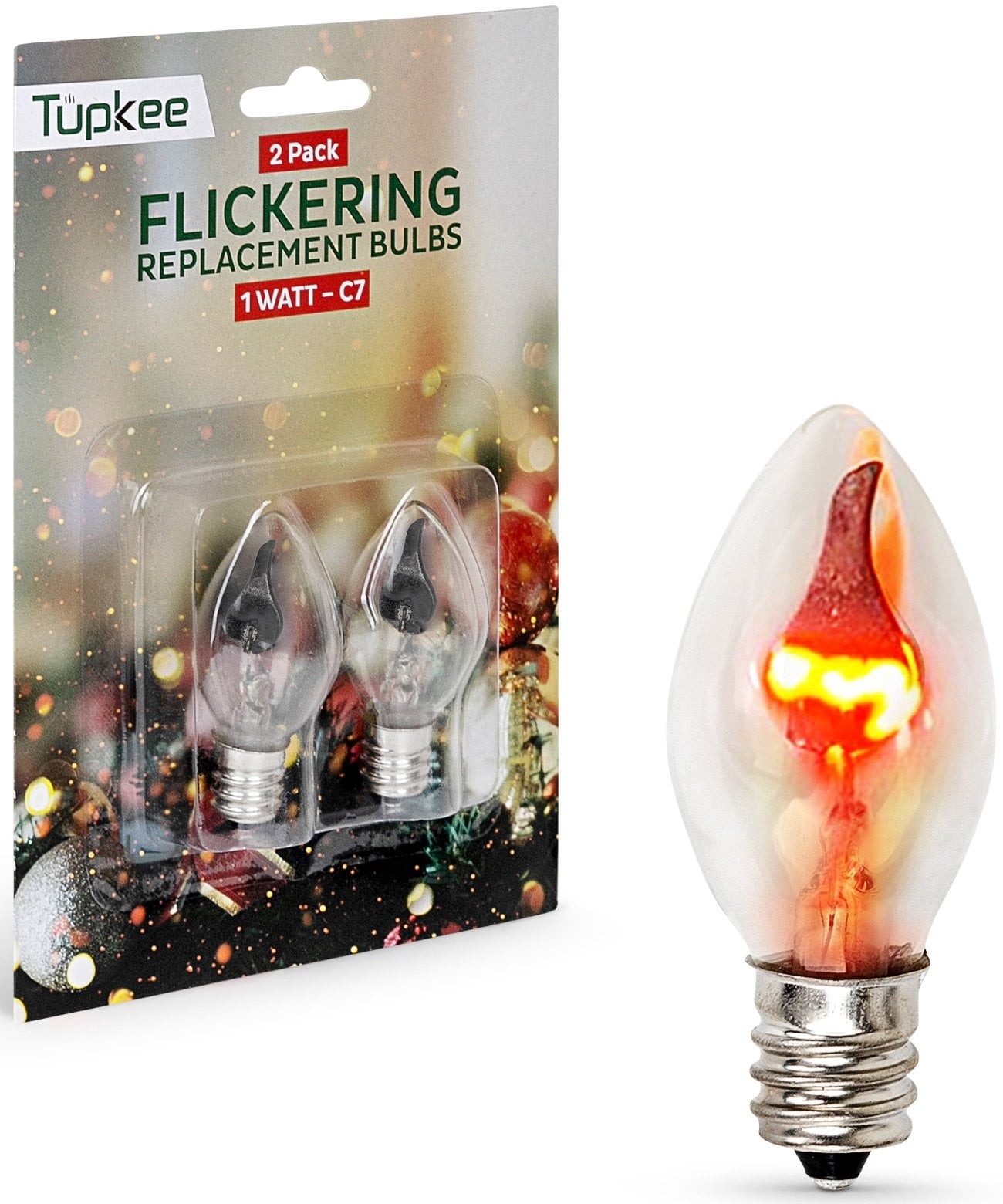 Tupkee C7 Flickering Flame Bulb 1W, Incandescent Light Bulb with a