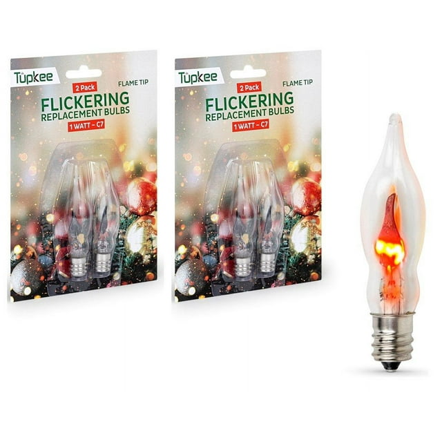 Tupkee C7 Flickering Flame Tip Bulb 1W, Incandescent Light Bulb with a