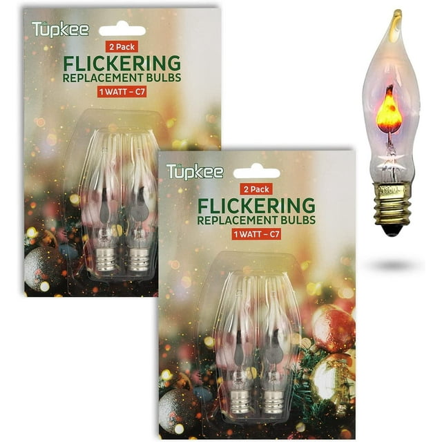 Tupkee C7 Flickering Flame Tip Bulb 1W, Incandescent Light Bulb w
