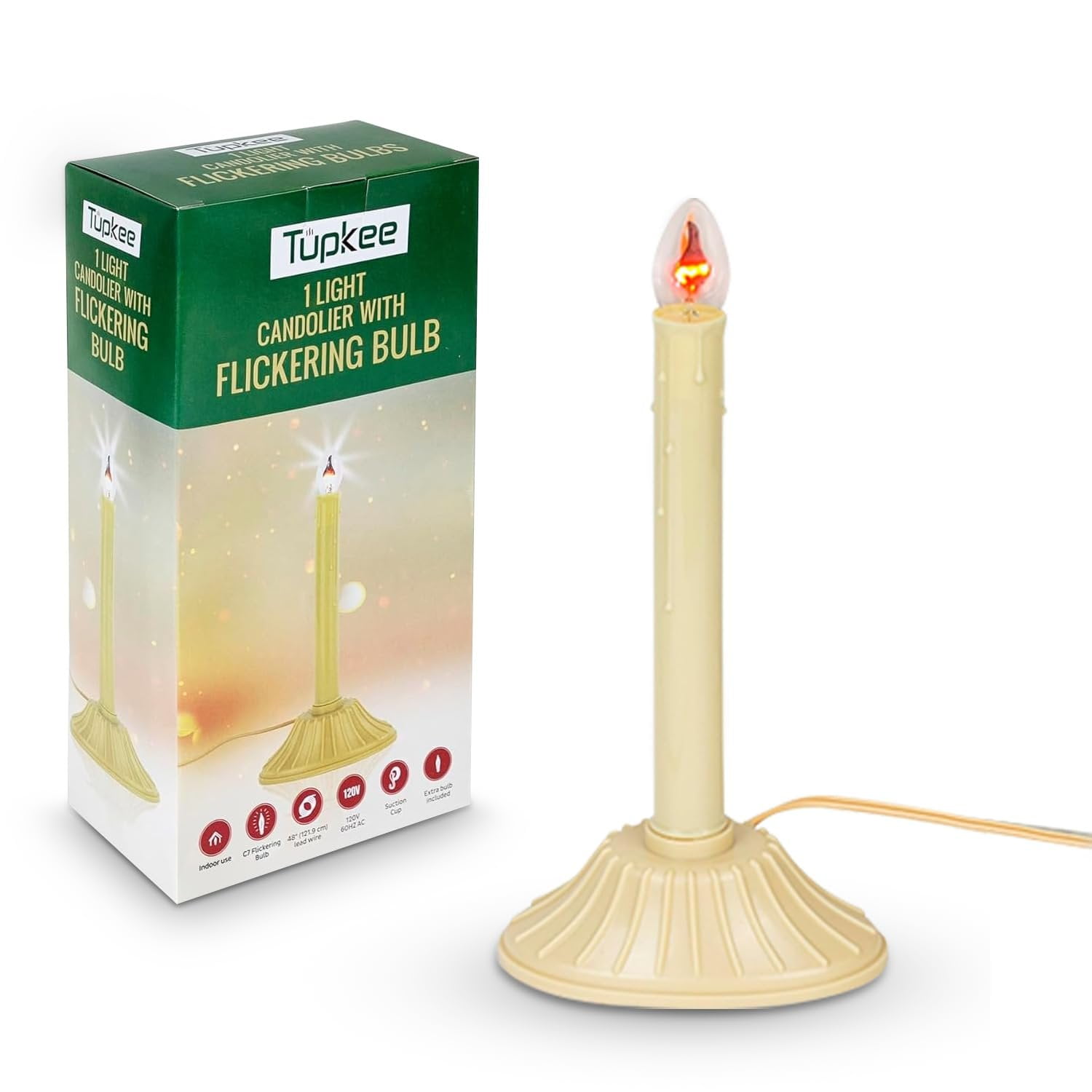 Tupkee Christmas Candolier Window Candle with Flickering Bulb Single ...