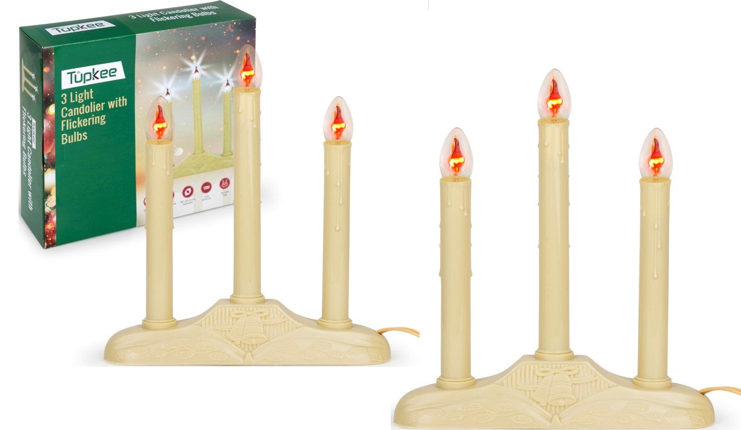 Tupkee Christmas Candolier Window Candles with Flickering Bulbs 3