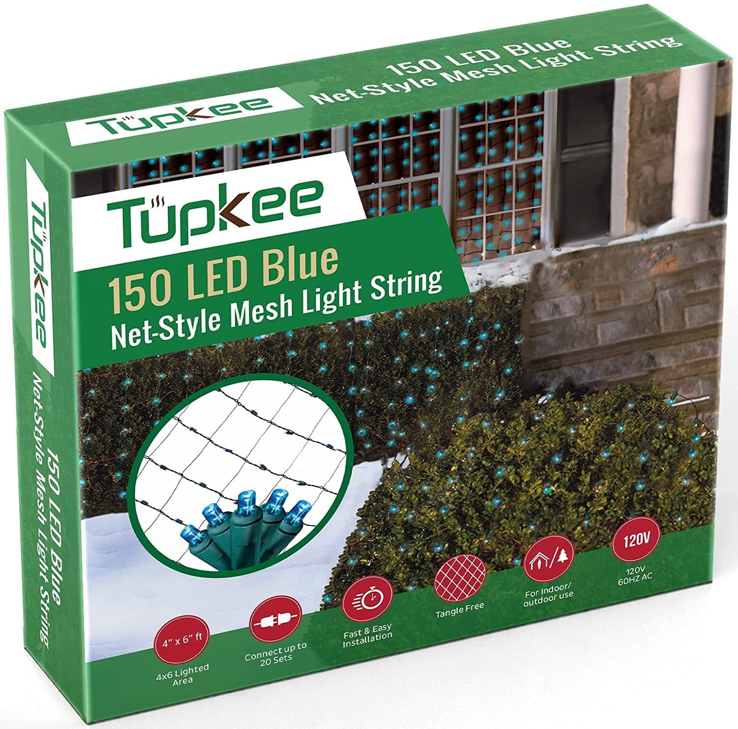 Tupkee Christmas Light Net 150 LED Blue Mesh Lights 4 ft x 6 ft