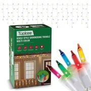 Tupkee Christmas Twinkle Icicle Lights - 12 of 100 Bulbs Twinkling - 5.5 Feet Light String - 100 Incandescent Multicolor Bulbs - Indoor Outdoor - Random Shimmering Sparkling Christmas Icicle Lights