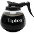 thumbnail interactive-video image 1 of Tupkee Coffee Pot Decanter Carafe Commercial Replacemen Glass 12 cup 64oz BLACK, 1 of 7