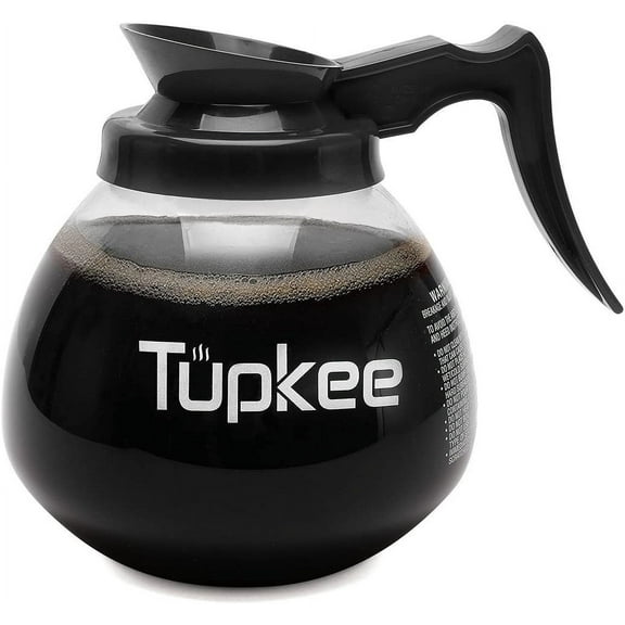 Tupkee Coffee Pot Decanter Carafe Commercial Replacemen Glass 12 cup 64oz BLACK
