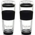 thumbnail image 1 of Tupkee Double Wall Glass Tumbler - 14-Ounce, All Glass Reusable Insulated Tea/Coffee Mug & Lid, Hand Blown Glass Travel Mug - Black - 2 Pack, 1 of 8