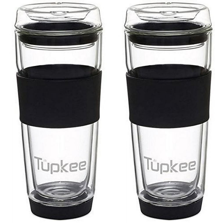 Tupkee Double Wall Glass Tumbler - All Glass Reusable Insulated