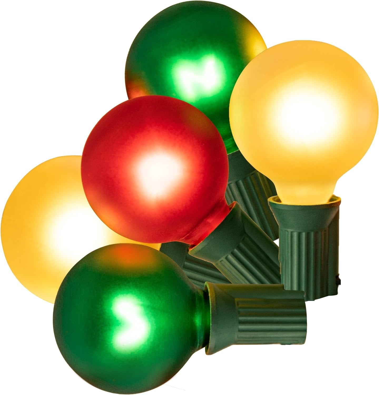 Tupkee G40 Satin Globe Lights Set 25 Red, Green & Clear Bulbs Indoor