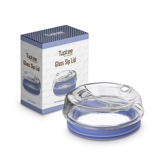 Tupkee Glass Sip Lid Jacaranda - Replacement Double Wall Glass Tumbler, 14oz & 8oz Hand Blown Glass Travel Mug