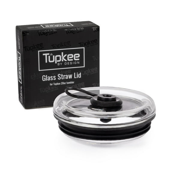 Tupkee Glass Straw Lid Black - For Tupkee Double Wall Glass Tumbler, 20 oz Hand Blown Glass Travel Mug