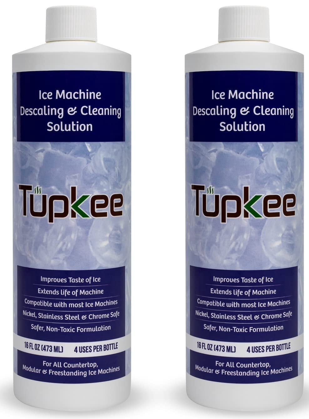 Tupkee Ice Machine Cleaner Solution 16 fl oz Ice Maker Cleaner Descaler, Nickel Safe - Universal for Affresh, Whirlpool 4396808, Manitowoc, Kitchenaid, Scotsman - Pack of 2