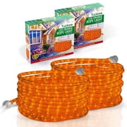 Tupkee LED Rope Light Orange - 24 Feet 7.3 m, for Indoor and Outdoor use - 10MM Diameter - 144 LED Long Life Bulbs Decorative Rope Tube Lights - Pack of 2