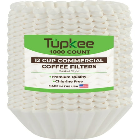 Tupkee Large Coffee Filters 12 Cup - 1000 Count 9.75" x 4.25" Tall Walled Premium Coffee Filter to Prevent Ground Overflow - Chlorine Free - Compatible with Bunn Commercial & Large Home Machines