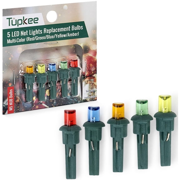 Tupkee Net Lights Replacement Bulbs - LED Multi-Color M5 NUB Bulbs - 5 Bulbs per pkg