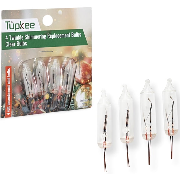 Tupkee Shimmering Twinkle Replacement Bulbs  4-Volt Clear Incandescent Mini Bulbs - 4 Bulbs per pkg
