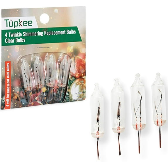 Tupkee Shimmering Twinkle Replacement Bulbs 4-Volt Clear Incandescent Mini Bulbs - 4 Bulbs per pkg