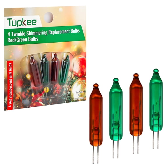 Tupkee Shimmering Twinkle Replacement Bulbs  4-Volt Red & Green Incandescent Mini Bulbs - 4 Bulbs per pkg