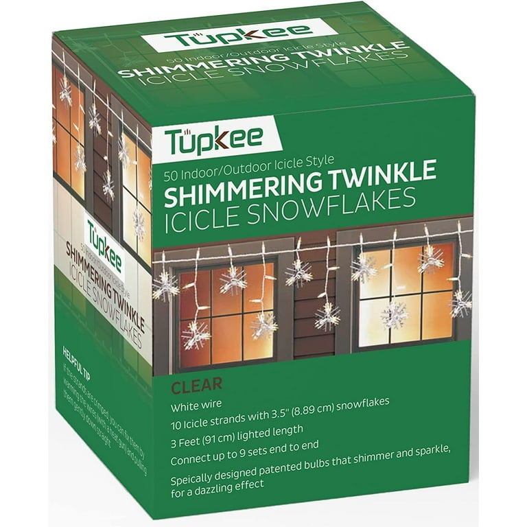 Tupkee Shimmering Twinkle Window Icicle Snowflakes Lights 3 Feet