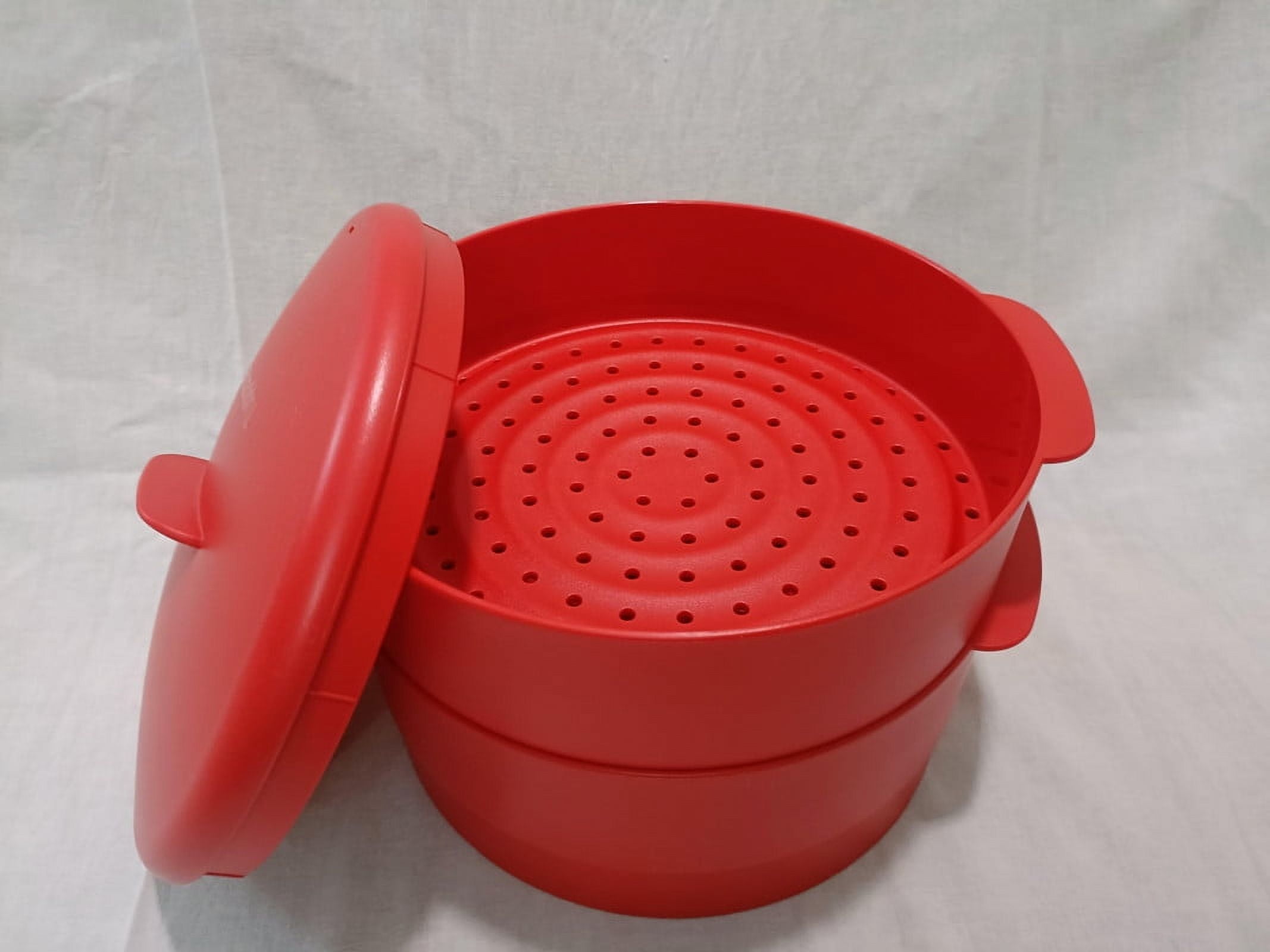 Tupperware 2 Tier Red Steamer Non-Stick Container Steam It Cooker