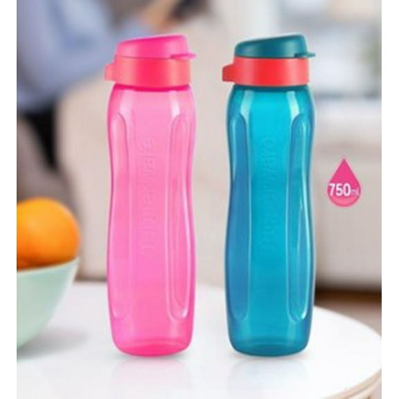 Tupperware Aquaslim 750 ML Water Bottles Fliptop 2 color in 1 set (Multicolor )