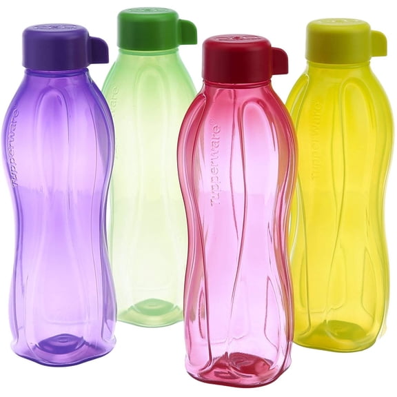 Tupperware Aquaslim Water Bottle Set, 500ml, Set of 4 (B.5L) Colors May Vary