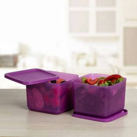 Tupperware Cubix Plastic Fridge Container 1000 ml Pack of 2 (Purple)