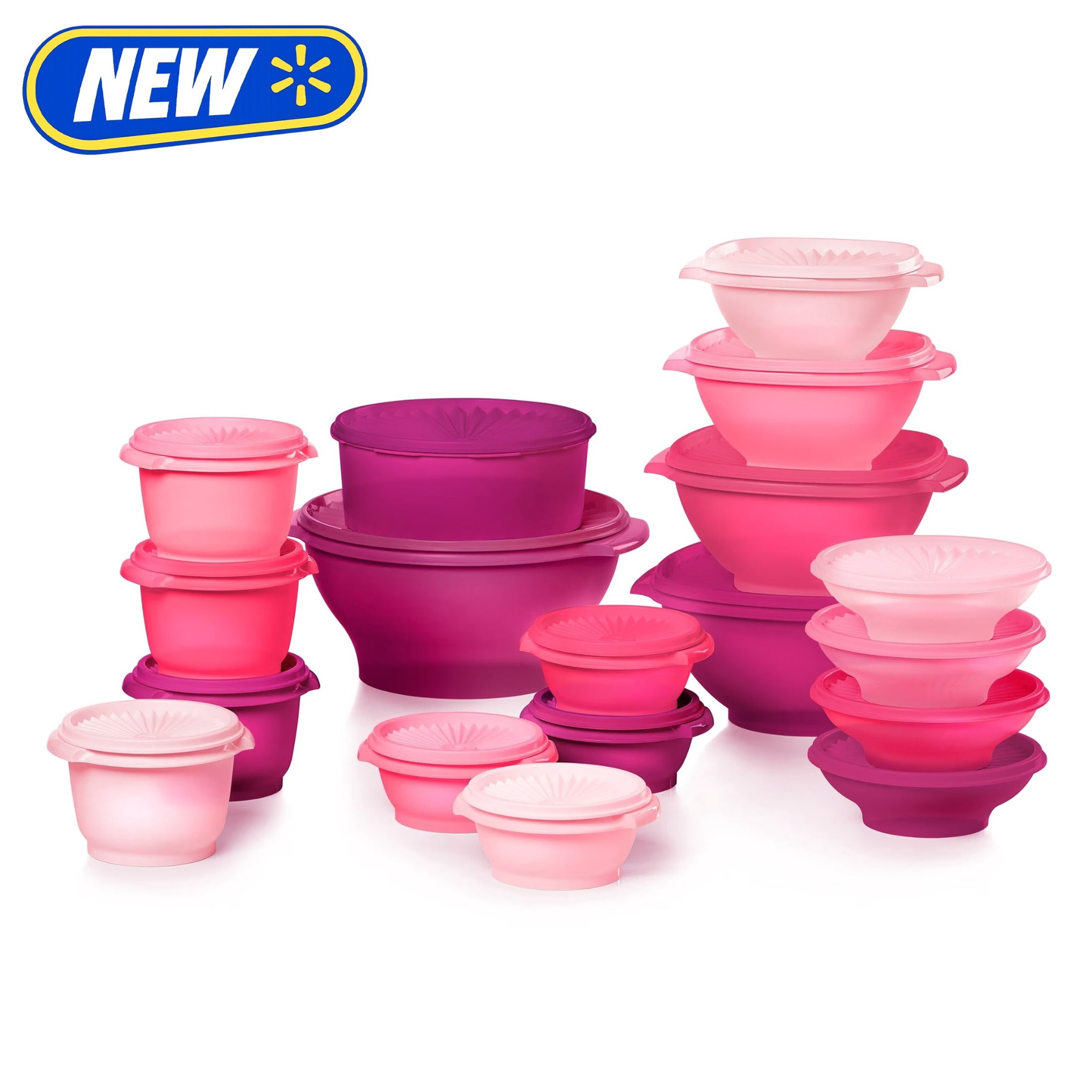 Tupperware Heritage Food Storage Containers with Lids, Pink (36 Count)