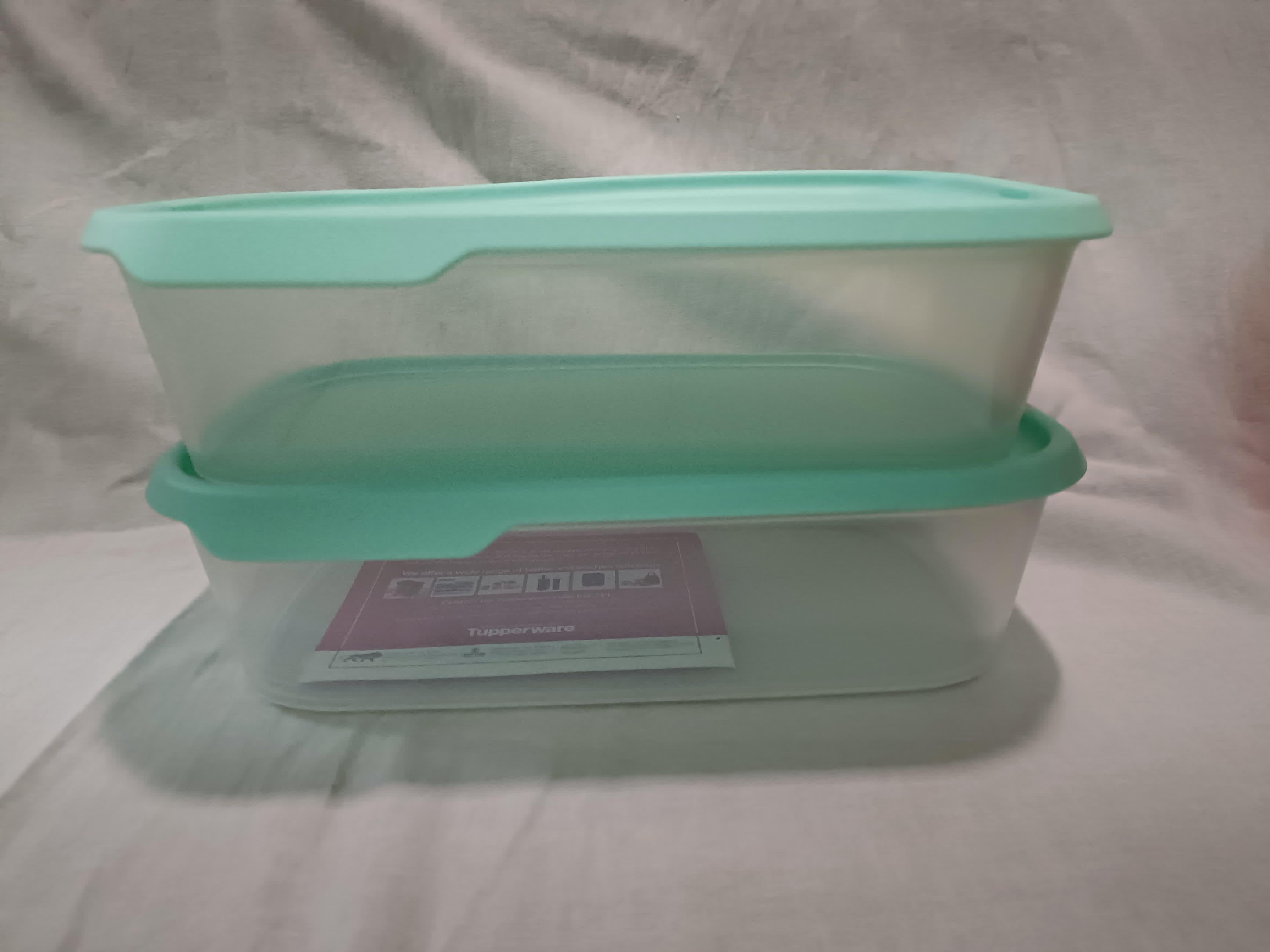 Tupperware New Mint Green Dry Storage Box Pantry to Fridge Set of 2 Easter Sale - 1.1 liter